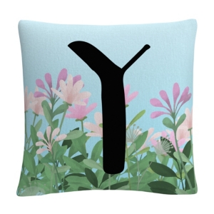 Pink Floral Garden Letter Illustration 16x16