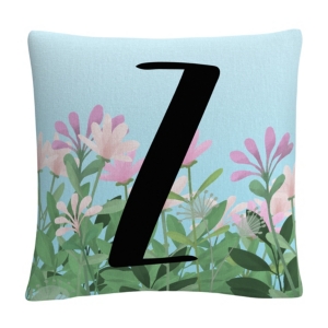 Pink Floral Garden Letter Illustration 16x16