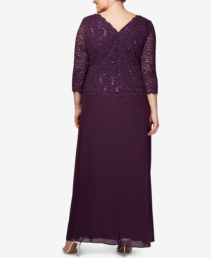 alex evenings sequined lace gown
