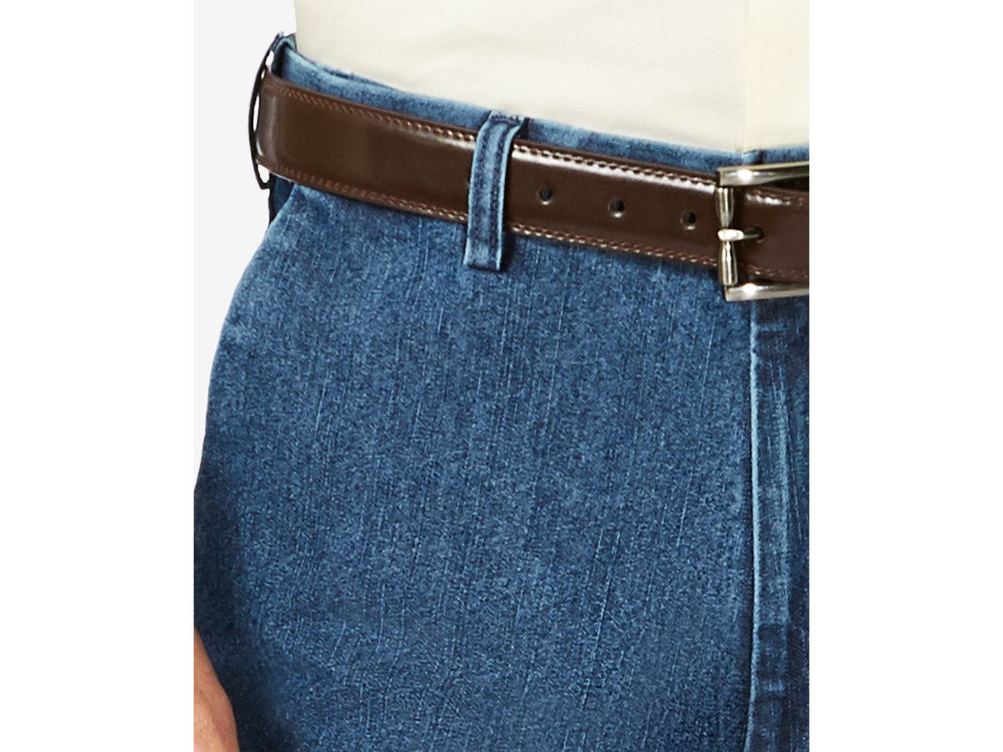 Мужские брюки Haggar Stretch Denim Classic-Fit Flat Front, цвет: Стоунвош — фото 6