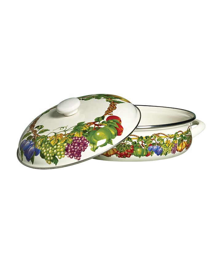 Tabletops Unlimited Kensington Garden Porcelain Enamel 4 Qt Covered Low