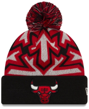 New Era Chicago Bulls Glowflake Cuff Knit Hat In Black/red