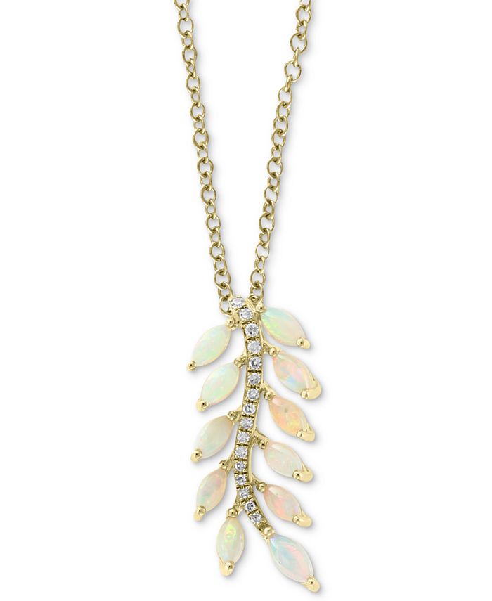 EFFY Collection - Opal (1 ct. t.w.) & Diamond Accent 18" Pendant Necklace in 14k Gold