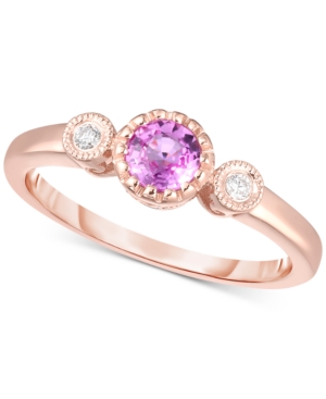 image of Emerald (1/3 ct. t.w.) & Diamond Accent Ring in 14k White Gold (Also Available in Pink Sapphire)