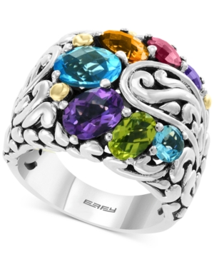 image of Effy Multi-Gemstone Statement Ring (5-1/5 ct. t.w.) in Sterling Silver & 18k Gold