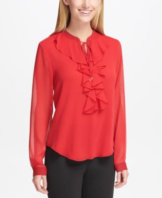 tommy hilfiger tie neck blouse