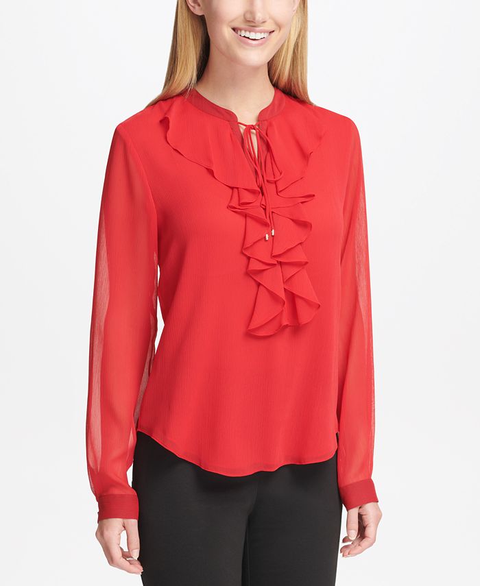 Tommy Hilfiger Ruffled Tie Neck Blouse Macy s
