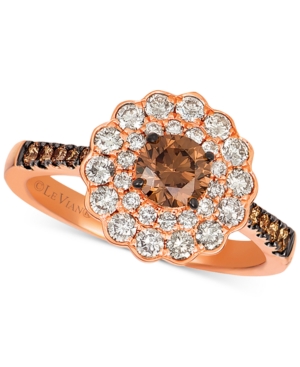 image of Le Vian Chocolate & Nude Diamond Floral Ring (1-1/3 ct. t.w.) in 14k Rose Gold