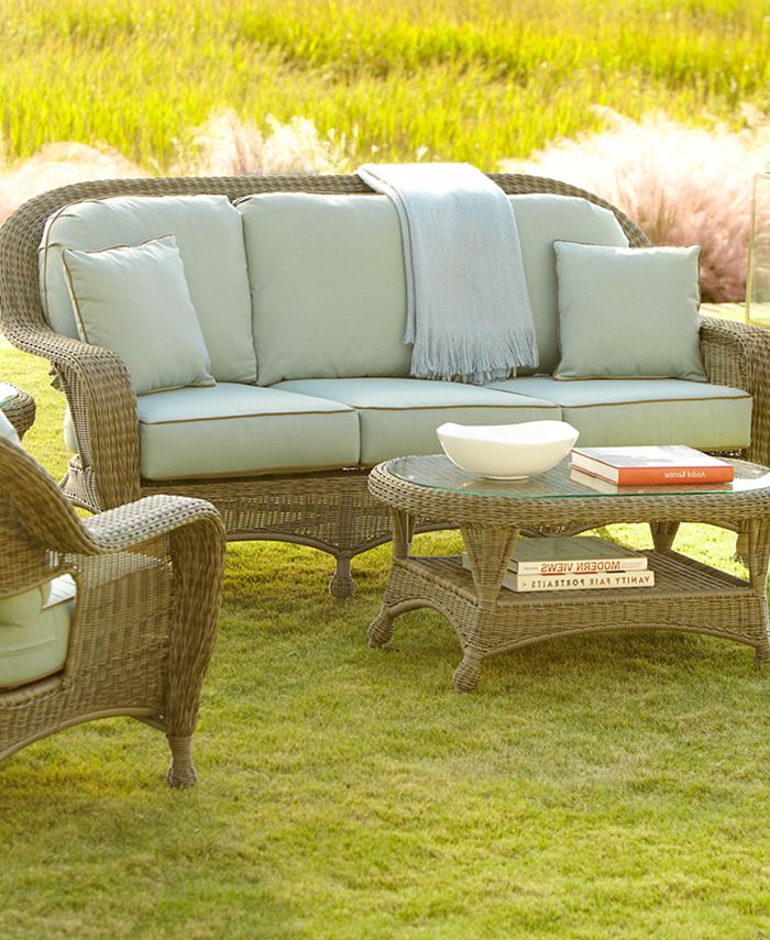 Furniture Sandy Cove Outdoor Wicker 4Pc. Seating Set (1 Loveseat, 2 Swivel Gliders and 1 Coffee