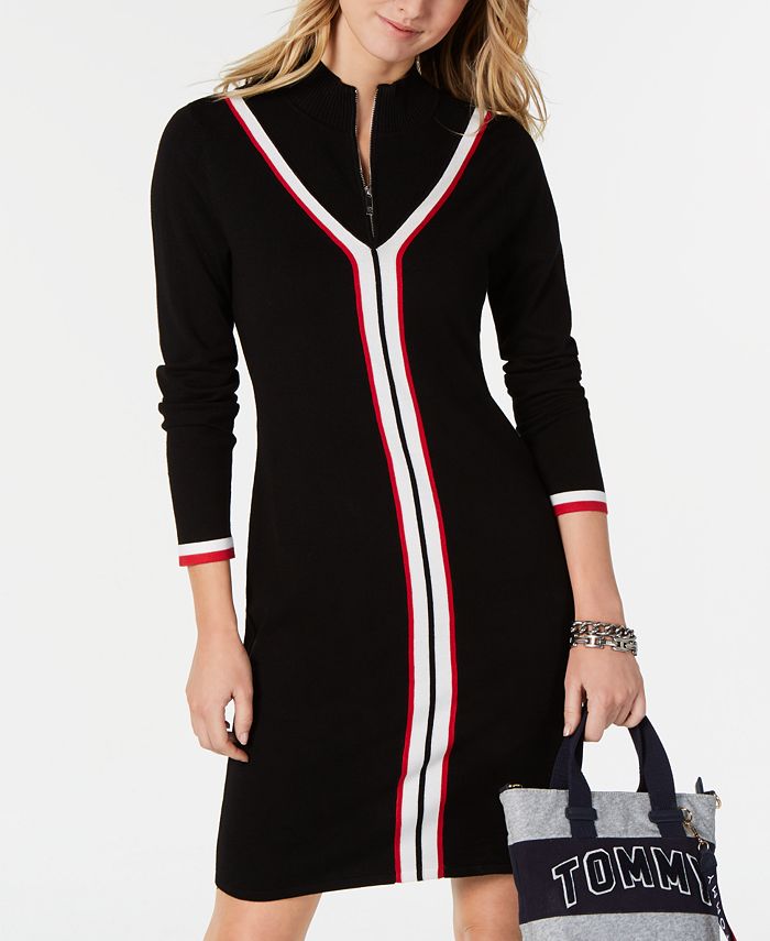 Tommy Hilfiger Zip-Front Iconic Sweater Dress, Created for Macy's - Macy's