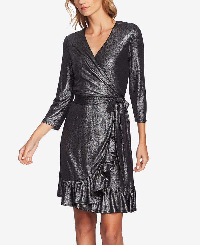 CeCe Metallic Wrap Dress Macy's