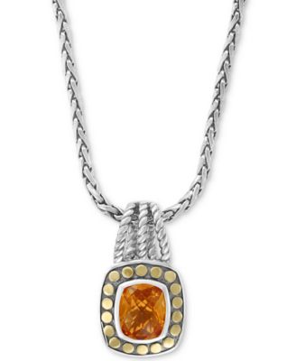 EFFY Collection - Citrine 16-1/2" Pendant Necklace (3-9/10 ct. t.w.) in Sterling Silver & 18k Gold