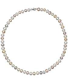18" Cultured Freshwater Pearl Strand Necklace (7-8mm) in Sterling Silver 