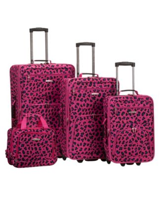 Rockland 4 Pc. Magenta Leopard Softside Luggage Set Macy s