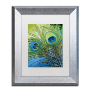 Trademark Global Color Bakery 'peacock Candy I' Matted Framed Art, 11" X 14" In Silver