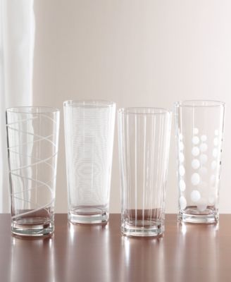 Cheers Patterned Highball Glasses, Set of 4