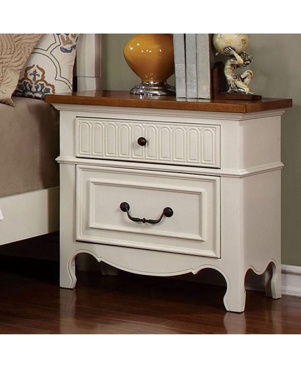 Benzara Transitional Style Night Stand, Oak and White Finish & Reviews - Furniture - Macy's