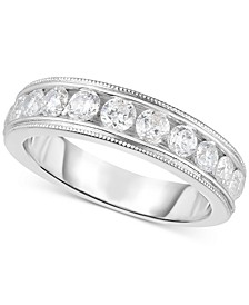 Diamond Bead Edge Channel-Set Band (9/10 ct. t.w.) in 14k White Gold