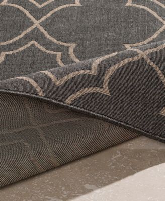 Alfresco ALF-9590 Black 8'9" Round Area Rug, Indoor/Outdoor