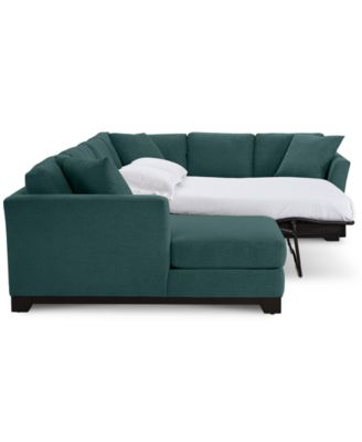 Elliot II 138" Fabric 3-Piece Chaise Sleeper Sectional