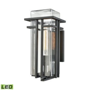 Croftwell 1 Light Outdoor Wall Sconce in Textured Matte Black with Clear Glass