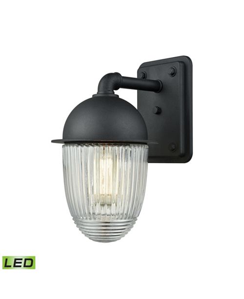 Channing 1 Light Outdoor Wall Sconce In Matte Black With Clear