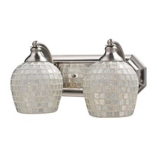 Vanity 2 Light Satin Nickel with Silver Glass