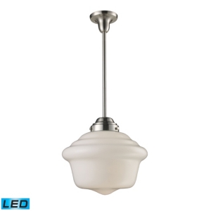 Schoolhouse 1-Light Pendant in Satin Nickel - Led Offering Up To 800 Lumens (60 Watt Equivalent) With