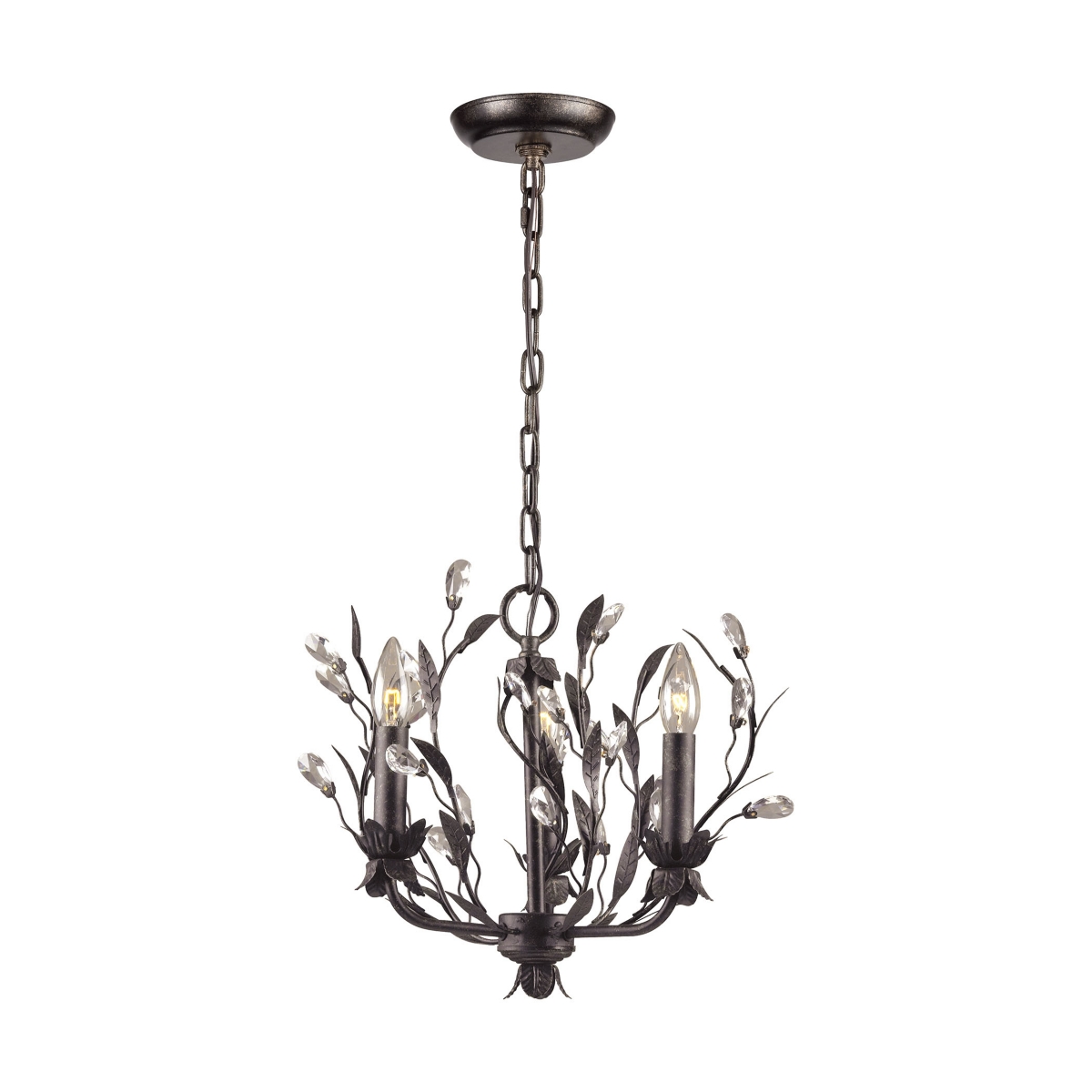 Circeo 3 Light Chandelier in Deepand Crystal Droplets - Includes Adapter Kit - Rust