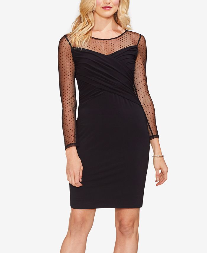 Vince Camuto Mesh Yoke Sheath Dress Created for Macy s Macy s