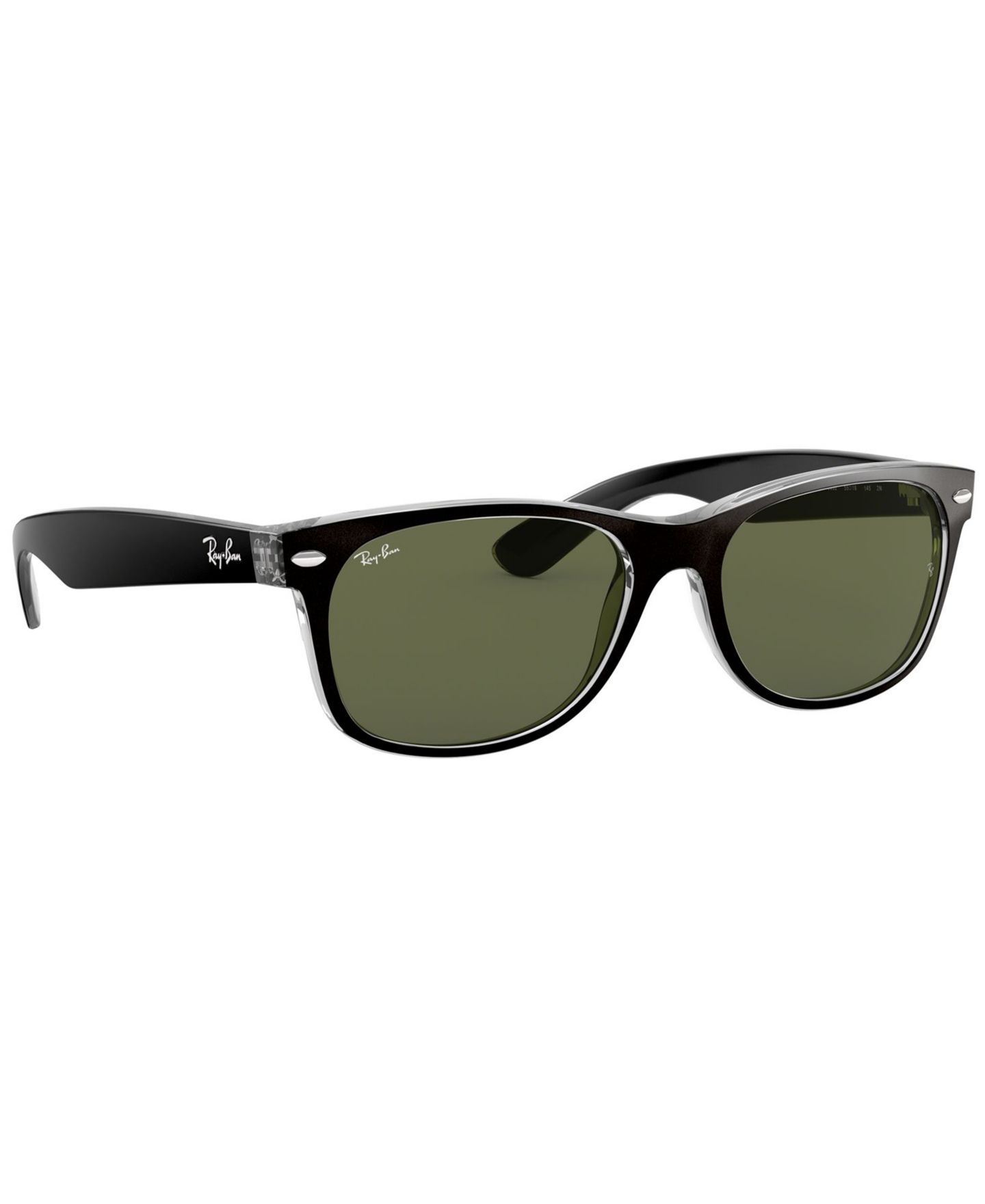 Солнцезащитные очки Ray-Ban Unisex New Wayfarer Sunglasses, RB2132, цвет: Чёрный прозрачный / Зелёный — фото 3