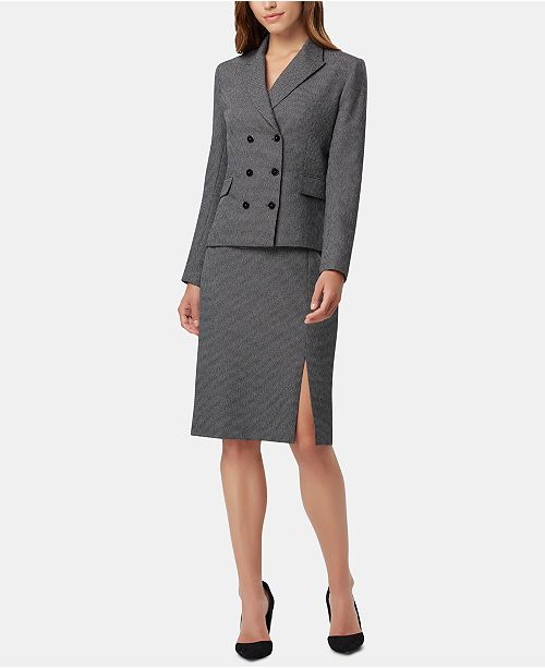 Tahari ASL Petite Textured Double-Breasted Skirt Suit & Reviews - Wear ...