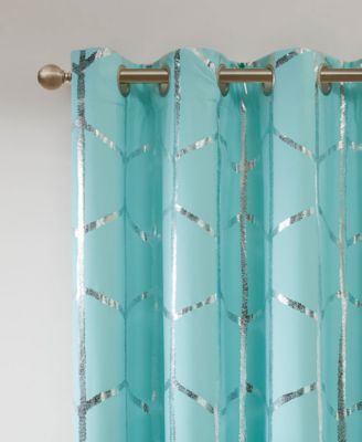 Raina Total Blackout Metallic Print Grommet Top Curtain Single Panel, 50"W x 63"L