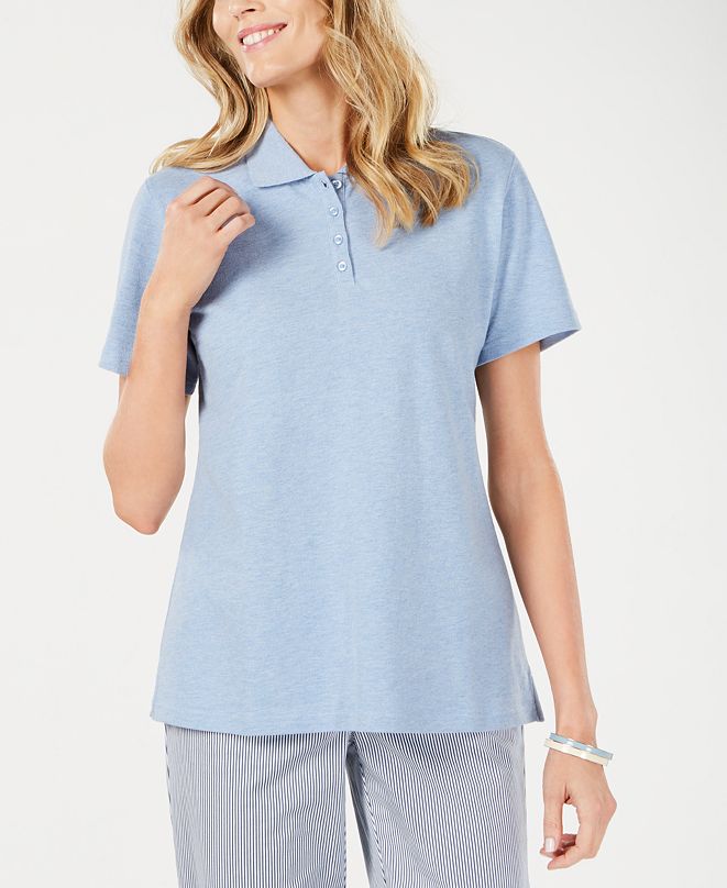 Karen Scott Cotton Piqué Polo Top, Created for Macy's & Reviews Tops