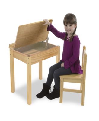 Wooden Lift-Top Desk & Chair - Honey
