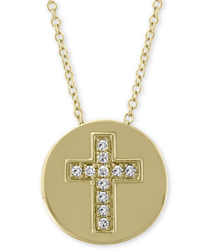 EFFY Collection EFFY® Diamond Accent Cross Disc 18" Pendant Necklace in
