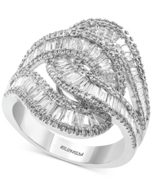 image of Effy Diamond Baguette Interlocking Swirl Statement Ring (1-3/4 ct. t.w.) in 14k White Gold