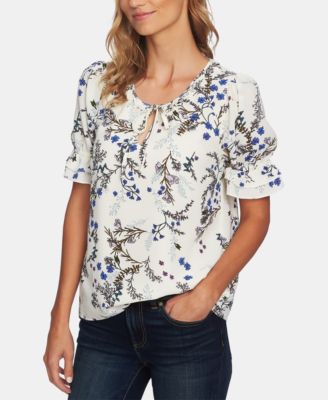 CeCe - Floral Vine Ruffled Top