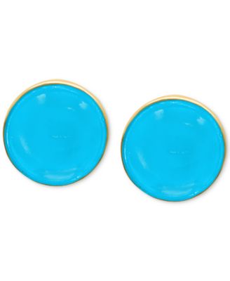 EFFY&reg; Turquoise (6-1/2mm) Stud Earrings in 14k Gold