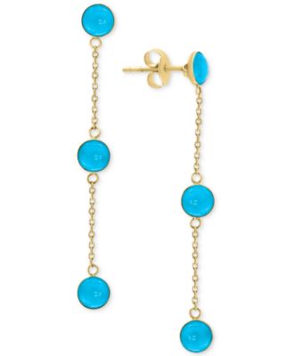 EFFY&reg; Turquoise (5mm) Drop Earrings in 14k Gold