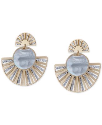 Two tone fan drop earring