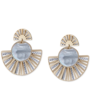image of Mother-of-Pearl Two-Tone Fan Drop Earrings in Sterling Silver & 14k Gold-Plate