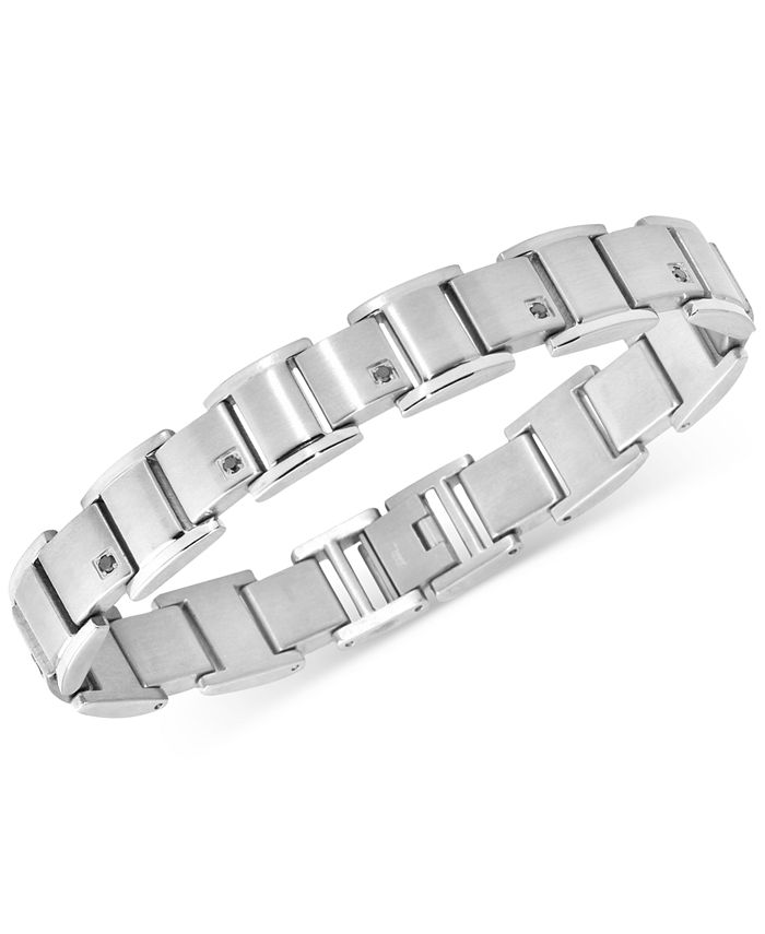 Macy's Men's Black Diamond Link Bracelet (3/8 ct. t.w.) in Stainless