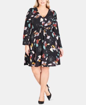 floral tie front fit and flare dress