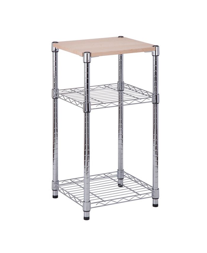 Honey Can Do Chrome 3Tier Shelving Unit with Wood Top Macy's