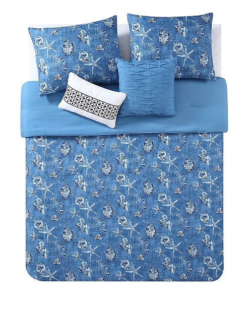Vcny Home Vcny Coastal Denim 5 Pc Queen Reversible Bedding
