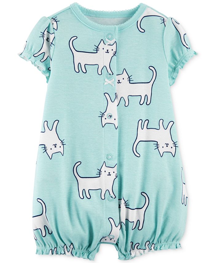 Lovely Cat Printed Romper In Blended Stuff For New Born Baby With Cap main image 0