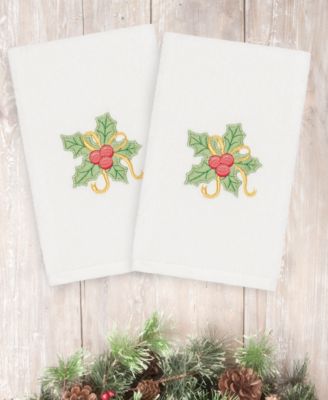 Christmas Holly Bunch 100% Turkish Cotton 2-Pc. Hand Towel Set