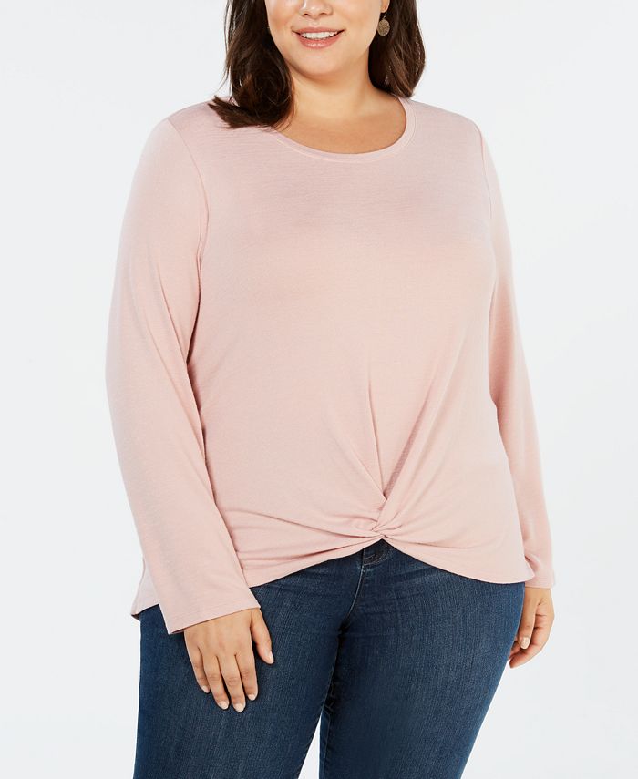Style & Co Plus Size Twist-Front Top, Created for Macy's - Macy's