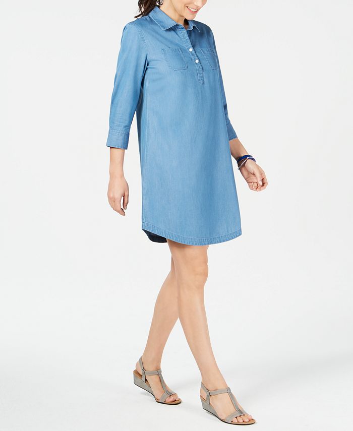 Karen Scott Petite Cotton Chambray Dress, Created for Macy's - Macy's